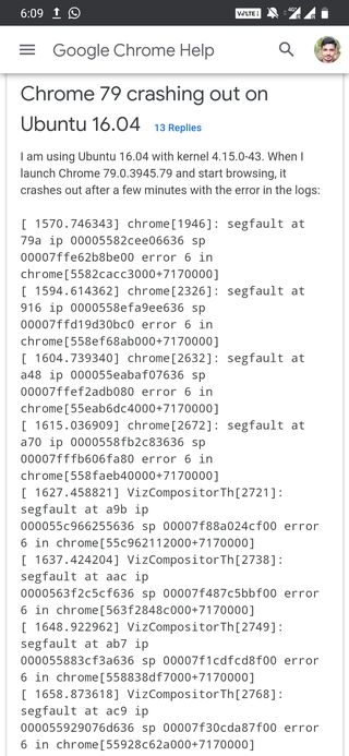 Google Chrome ubuntu crashing