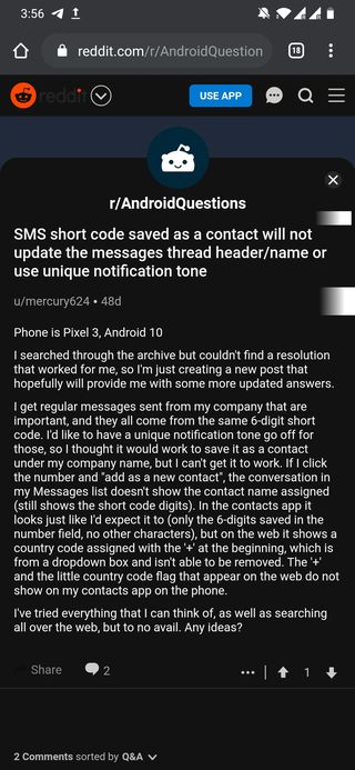 Google Messages short code Reddit