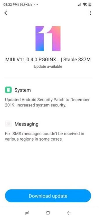 bugfix update redmi note 8 pro