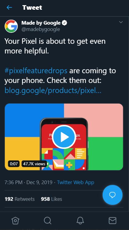 google feature drop tweet