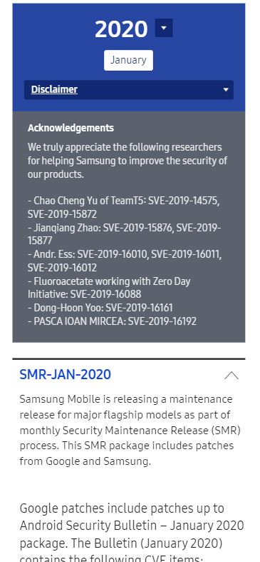 january 2020 samsung details