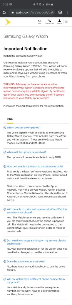 sprint galaxy watch volte