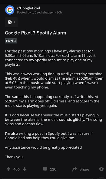Google-Pixel-Spotify-alarm-bug