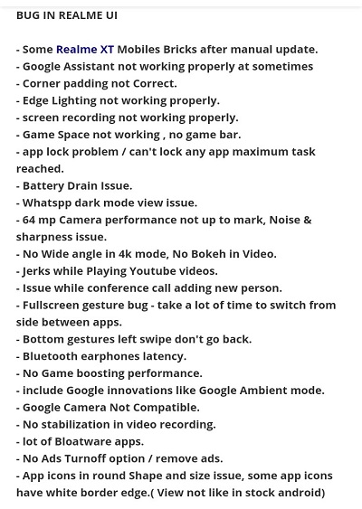 Realme-UI-1.0-bugs