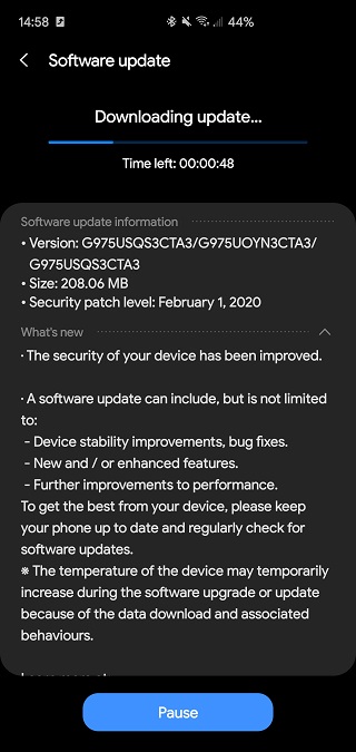 T-Mobile Galaxy S10 Plus February update
