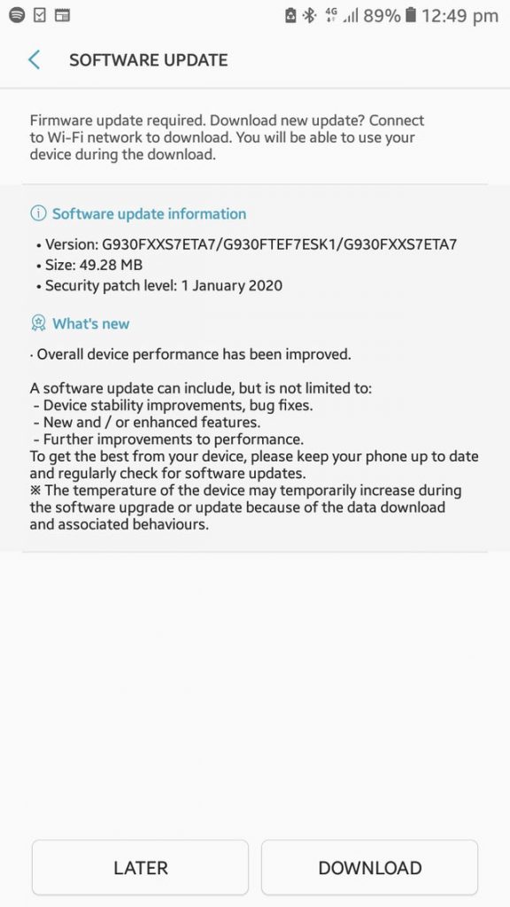 galaxy s7 update january