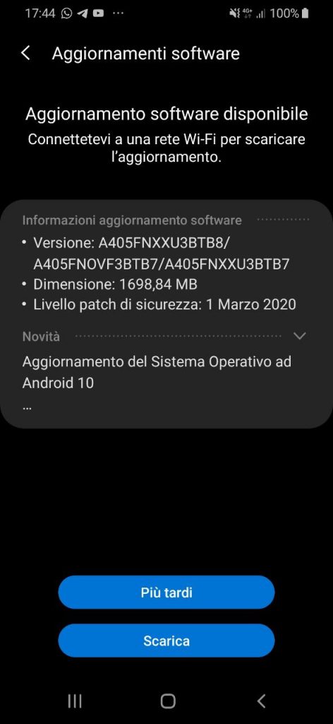 samsung GalaxyA40-Android10-update