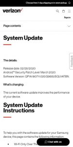 galaxy s20 ultra 5g march 2020 update