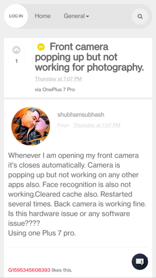 oneplus 7 pro front camera not working