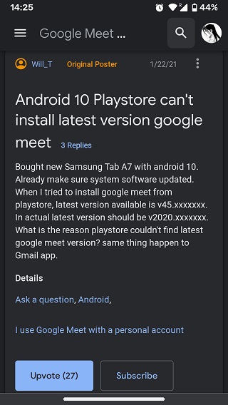 Google-Meet-app-update-issue-Android-10-tablets
