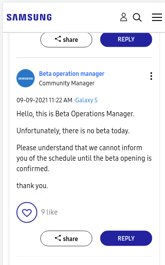 samsung beta postponed