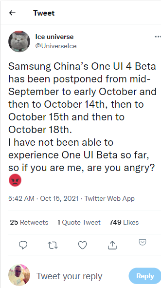 Samsung China’s One UI 4 Beta has been postponed ice universe